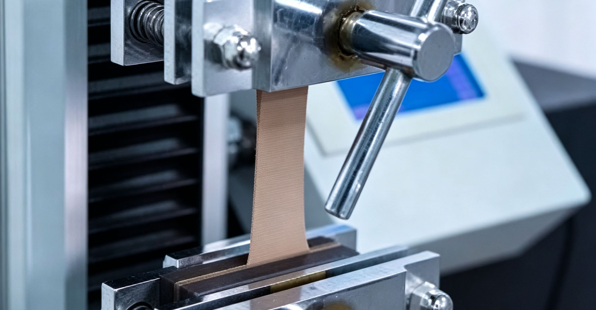 teste de recupera&ccedil;&atilde;o el&aacute;stica e estiramento de carga atrasada em tecido de nylon elastano